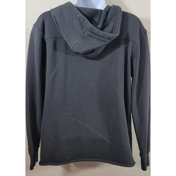 Modern Canvas Dark Gray Cropped Hoodie Sweatshirt Small Long Sleeves Soft Pocket - Picture 2 of 8